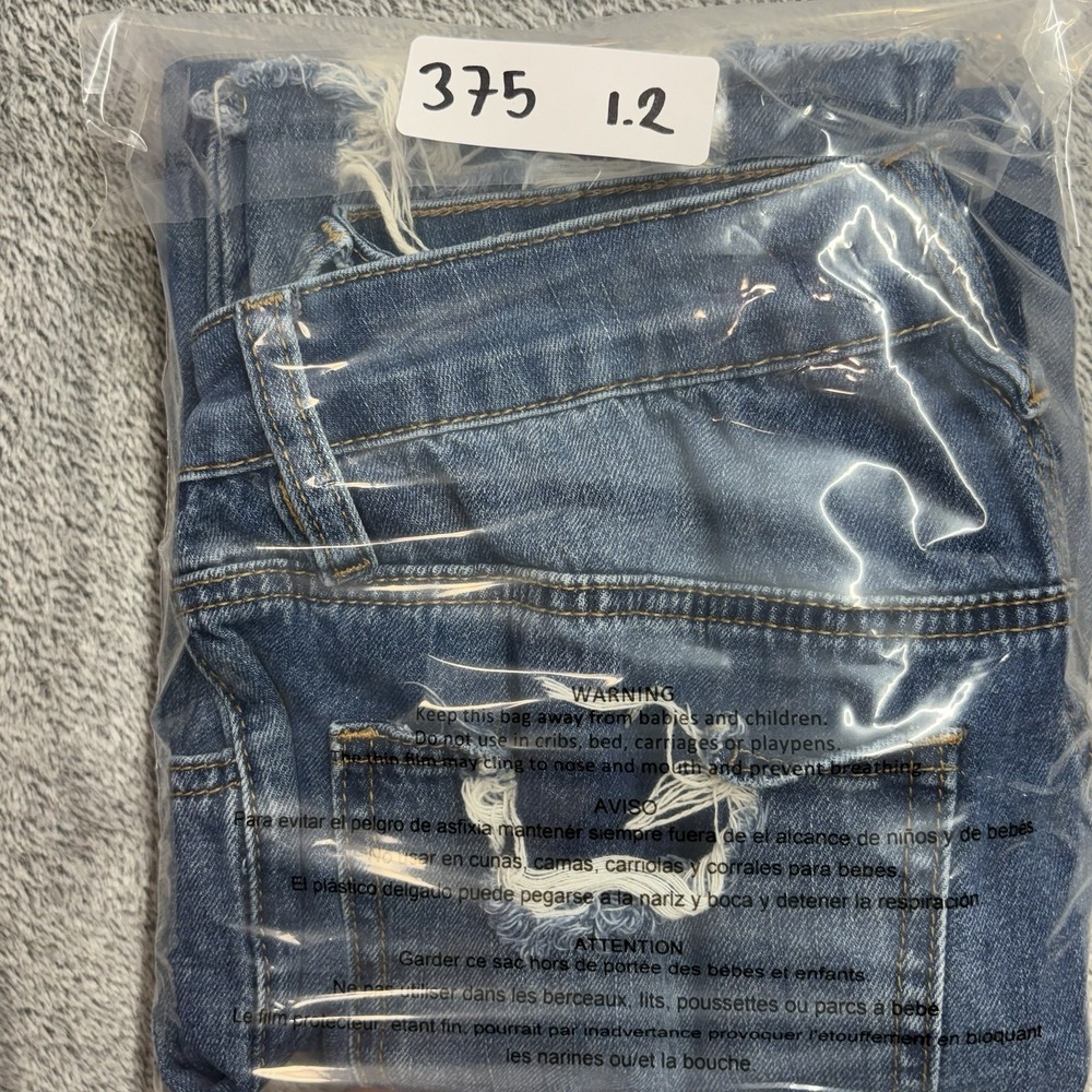 Rue21 Distressed Skinny Jeans Women Size 12 High Rise Blue Denim Raw Hem - Picture 14 of 14